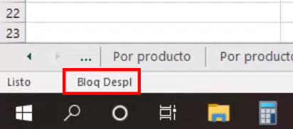 Barra de estado desbloquear desplazamiento