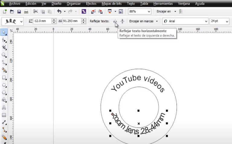 texto curvo en corel