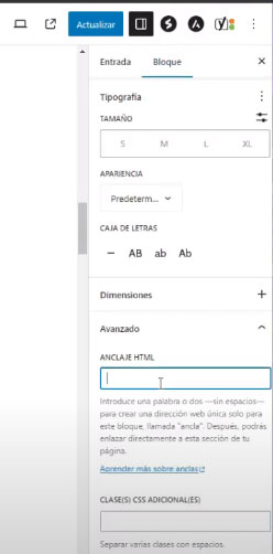 enlace ancla en wordpress